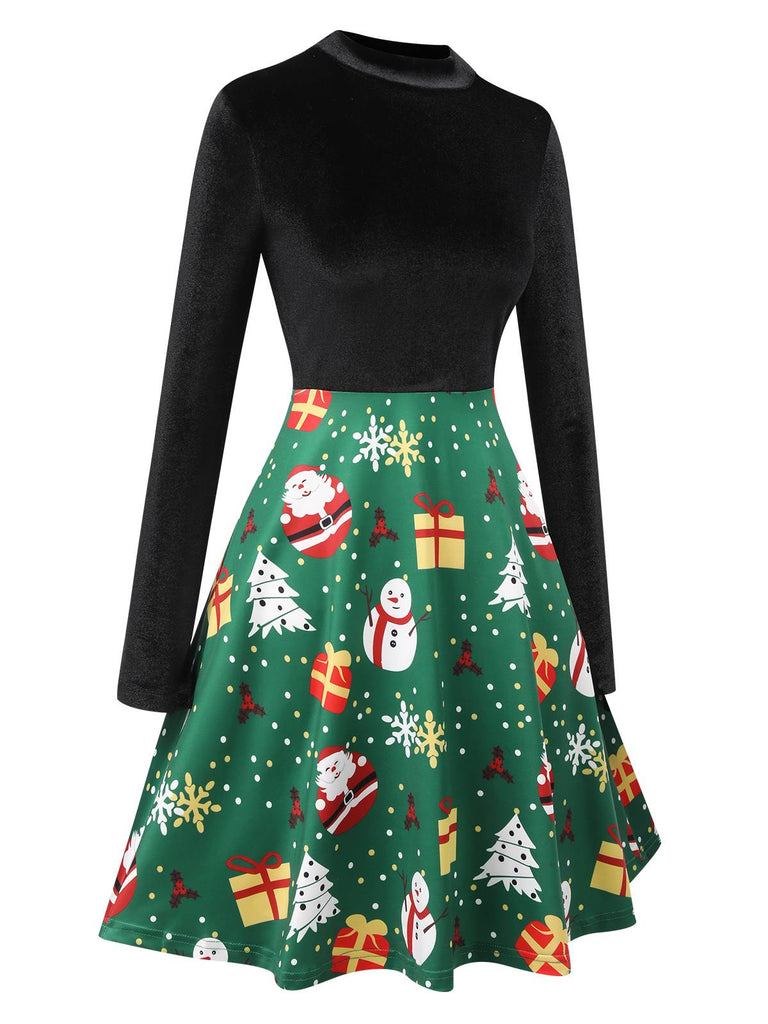 Black 1950s Christmas Stand Collar Velvet Dress, vintage dress, retro fashion, rockabilly, pin-up fashion - perfect for women who love vintage and retro fashion