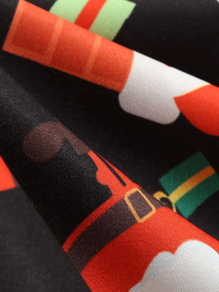Black 1950s Christmas V-Neck Santa Claus Dress — vintage elegance for the modern woman