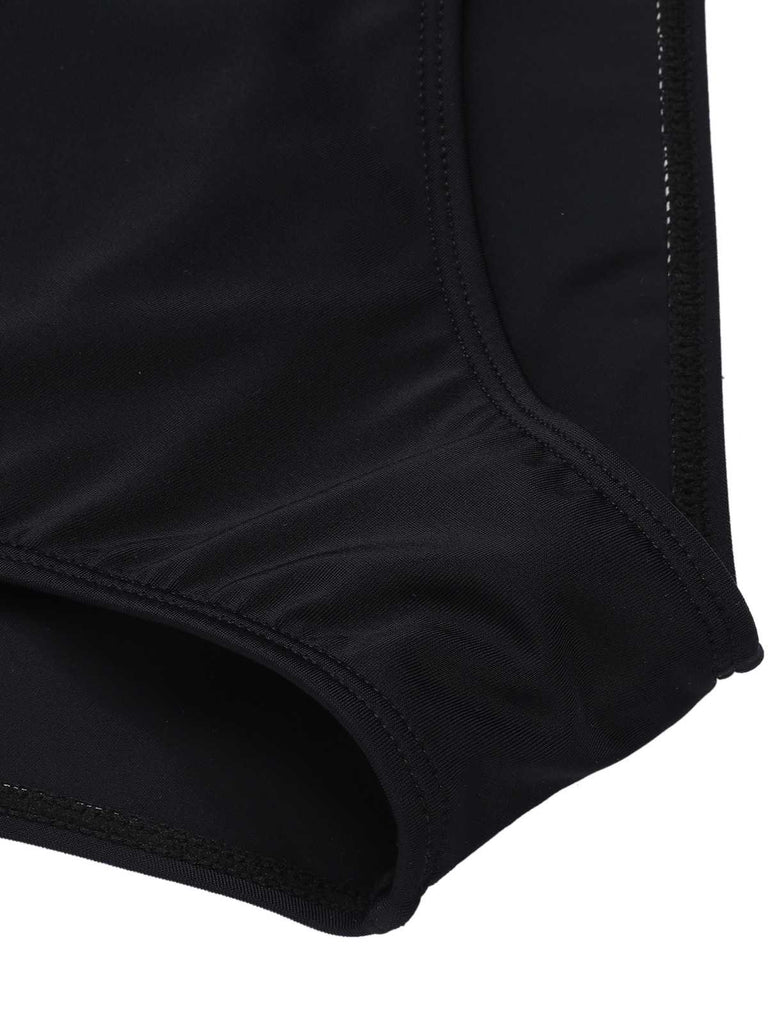 Black 1950s Cross Halter Cherry Swimsuit: 1950s Riviera elegance, reimagined for her