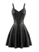 Black 1950s Faux Leather Waist Sleeveless Dress, vintage dress, retro fashion, rockabilly, pin-up fashion - perfect for women who love vintage and retro fashion