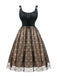 Black 1950s Gold Star Sequined Mesh Ruched Dress - vintage dress, retro fashion, rockabilly