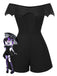 Black 1950s Gothic Bat Off-Shoulder Mesh Romper, vintage romper, retro jumpsuit - perfect for women who love vintage and retro fashion