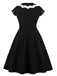 Black 1950s Halloween Bat Collar Embroidered Dress: where 1950s romance meets her modern spirit