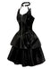 Black 1950s Halloween Catwoman Leather Dress - vintage dress, retro fashion, rockabilly