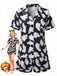 Black 1950s Halloween Ghost Print Shirt Shorts Pajamas, vintage fashion, retro style, rockabilly, pin-up fashion - vintage inspired fashion