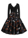 She slips into this Black 1950s Halloween Petal Collar Dress and suddenly it's a 1950s daydream