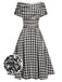 Black 1950s Houndstooth Short Sleeve Belted Dress: timeless style reimagined