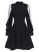 She slips into this Black 1950s Illusion Patchwork Sleeves Dress and suddenly it's a 1950s daydream