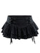 Black 1950s Lace Up Tiered Hem Skirt Cover Up - vintage skirt, retro style, classic black