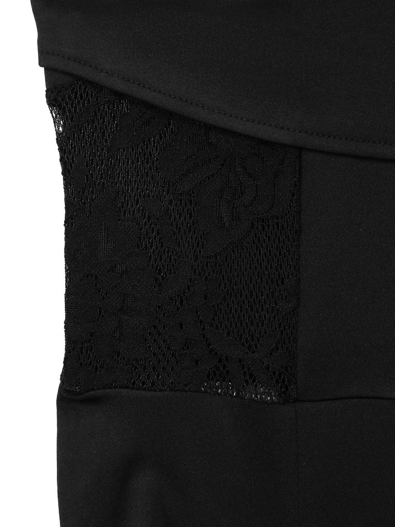 Black 1950s Lace Patchwork Vintage Jumpsuit 5