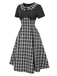 Black 1950s Lapel Pleated Plaid Patchwork Dress, vintage dress, retro fashion, rockabilly, pin-up fashion - perfect for women who love vintage and retro fashion