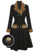 Black 1950s Leopard Lapel Pocket Coat, vintage coat, retro outerwear - perfect for women who love vintage and retro fashion