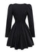 Black 1950s Leopard Vertical Stripe Waist Dress - vintage dress, retro fashion, rockabilly