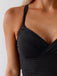 Black 1950s Palm Tree Drawstring Ruched Tankini Set - vintage fashion, retro style for vintage lovers