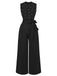 Black 1950s Pearl Beading Bow Belt Jumpsuit - vintage jumpsuit, retro fashion, classic black
