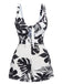 She finds her 1950s story in this Black 1950s Plants Print Hollow Romper