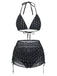 Black 1950s Polka Dot Halter Bikini Set & Cover-Up - vintage swimsuit, pin-up swimwear for vintage lovers