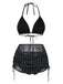 Black 1950s Polka Dot Halter Bikini Set & Cover-Up - vintage swimsuit, pin-up swimwear for vintage lovers