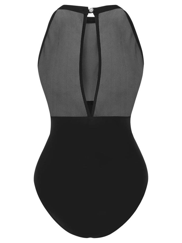 Black 1950s Polka Dot Swimsuit, vintage swimsuit, pin-up swimwear - perfect for women who love vintage and retro fashion