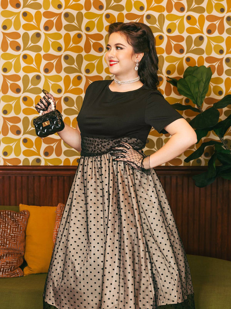 Black 1950s Polka Dot Swing Dress — vintage elegance for the modern woman