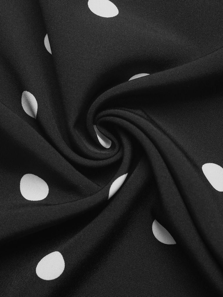 Black 1950s Polka Dot Strapless Wide Leg Jumpsuit - vintage romper, retro jumpsuit for vintage lovers