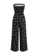 Black 1950s Polka Dot Strapless Wide Leg Jumpsuit - vintage romper, retro jumpsuit for vintage lovers
