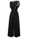 Black 1950s Polka Dots Ruffle Sleeveless Jumpsuit, vintage romper, retro jumpsuit - perfect for women who love vintage and retro fashion