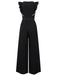 Black 1950s Polka Dots Ruffle Sleeveless Jumpsuit, vintage romper, retro jumpsuit - perfect for women who love vintage and retro fashion