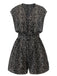 Black 1950s Printed V-Neck Belted Romper — vintage elegance for the modern woman