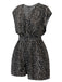 Black 1950s Printed V-Neck Belted Romper: timeless style reimagined