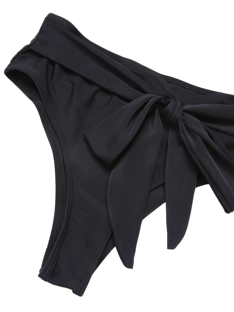 Black 1950s Ruffle Sleeve Split Swimsuit, vintage swimsuit, pin-up swimwear - perfect for women who love vintage and retro fashion