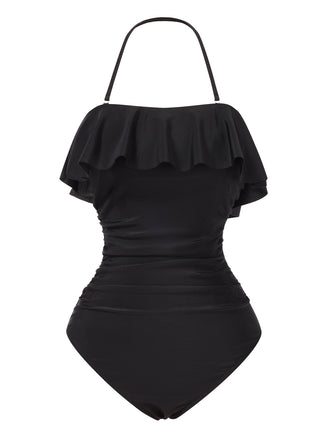 1950s Ruffles Halter OnePiece Swimsuit | 1950s | vintage swimsuit, retro beachwear