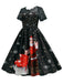 Black 1950s Santa Claus Lace Patchwork Dress: where 1950s romance meets her modern spirit