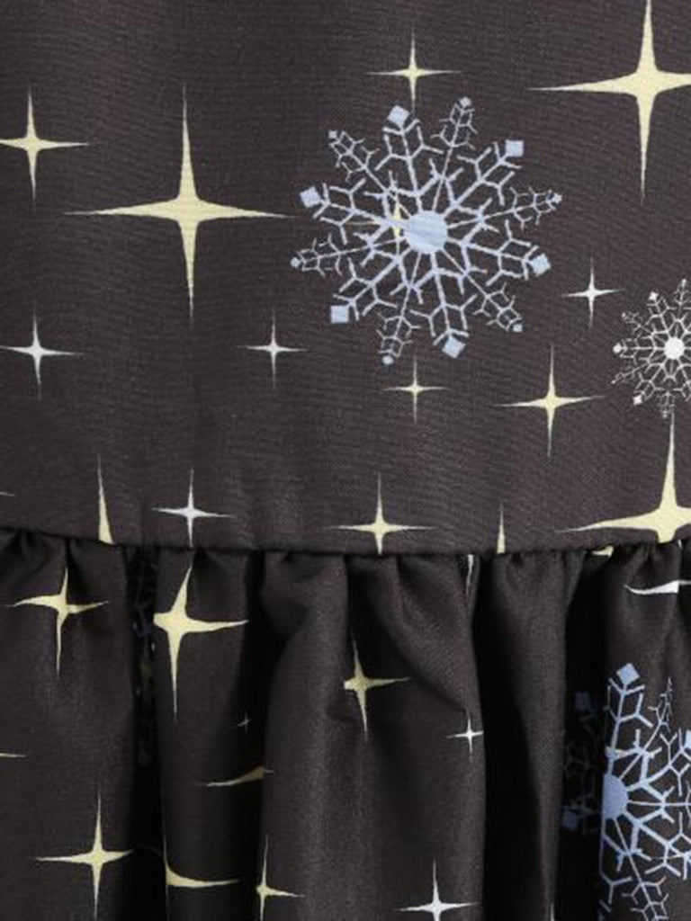 She slips into this Black 1950s Santa Claus Lace Patchwork Dress and suddenly it's a 1950s daydream