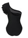 Black 1950s Sheer Patchwork One-Shoulder Swimsuit, vintage swimsuit, pin-up swimwear - perfect for women who love vintage and retro fashion