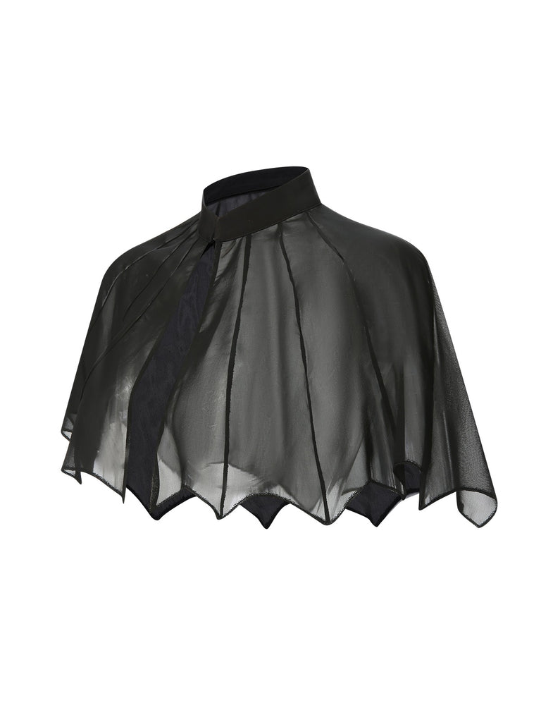 Black 1950s Solid Bat Wing Sheer Cape, vintage fashion, retro style - perfect for women who love vintage and retro fashion