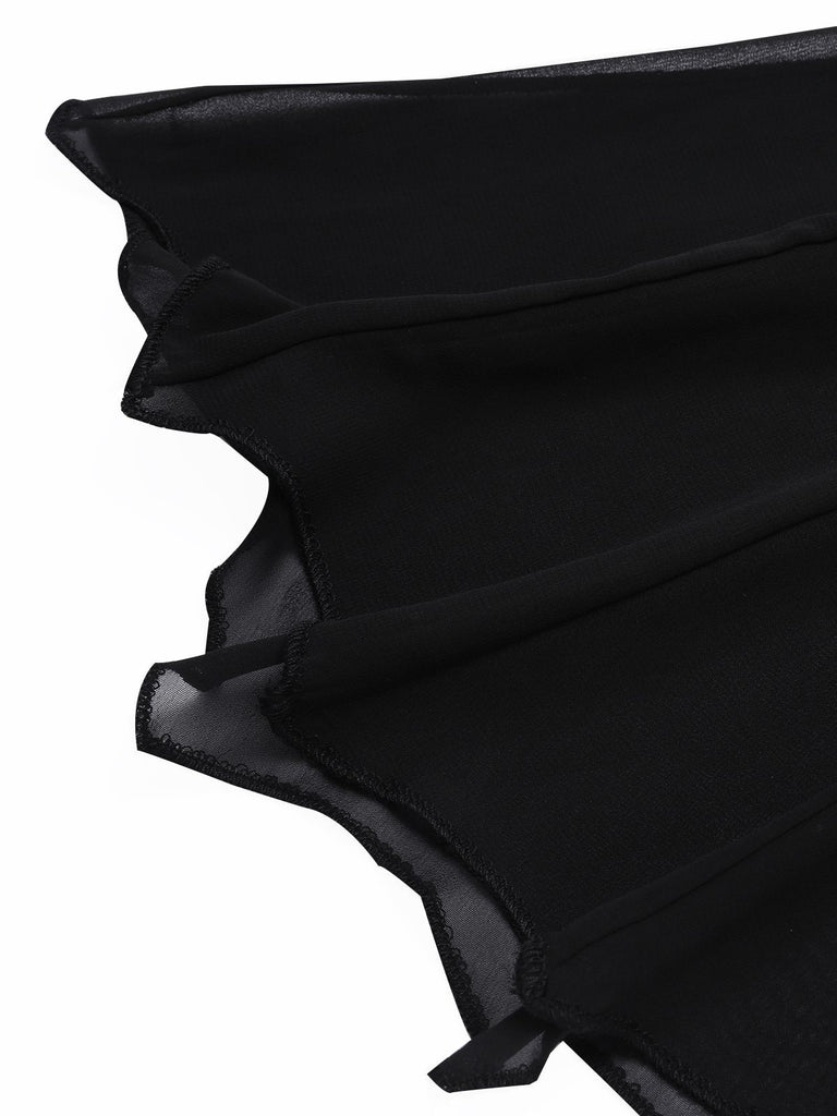 Black 1950s Solid Bat Wing Sheer Cape, vintage fashion, retro style - perfect for women who love vintage and retro fashion