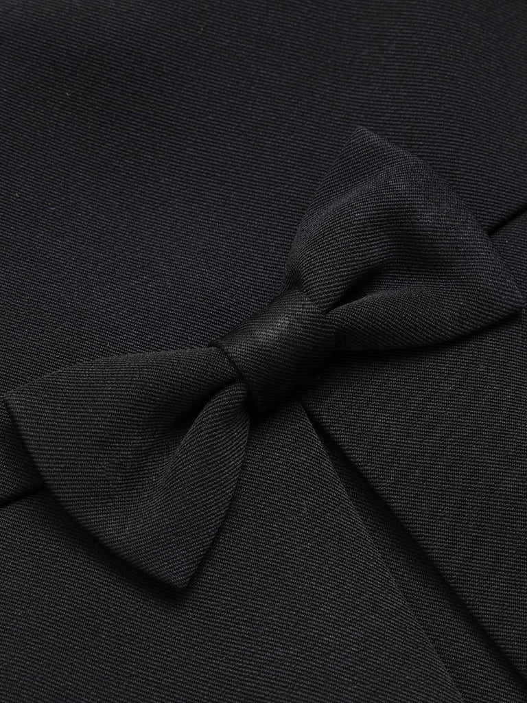 Black 1950s Solid Bow Short Jacket — 1950s sophistication that wraps her in quiet power