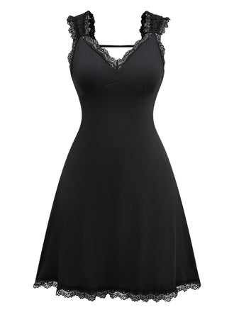 Black 1950s Solid Butterfly Backless Nightdress - vintage dress, retro fashion, rockabilly