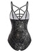 [Pre-Sale] Black 1950s Spider Web Print Gothic One-Piece Swimsuit, vintage swimsuit, pin-up swimwear - perfect for women who love vintage and retro fashion