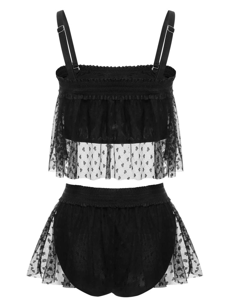 Black 1950s Strap Mesh Swimsuit — because 1950s glamour never goes out of style