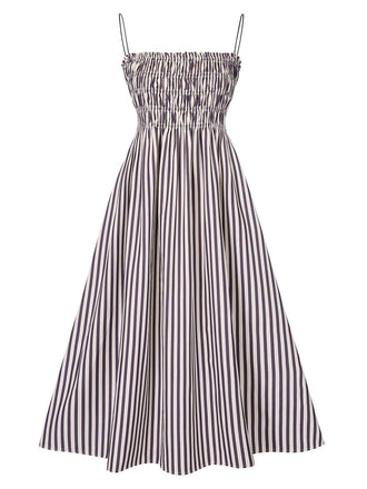 Black 1950s Stripe Wrinkles Spaghetti Straps Dress, vintage dress, retro fashion, rockabilly, pin-up fashion - perfect for women who love vintage and retro fashion