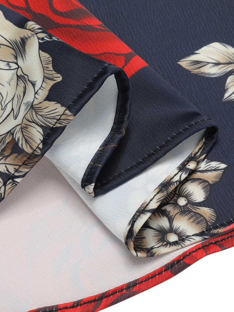 Black 1950s Sweetheart Skeleton Rose Swing Dress — vintage elegance for the modern woman