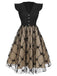 Black 1950s V-Neck Bow Mesh Dress: where 1950s romance meets her modern spirit