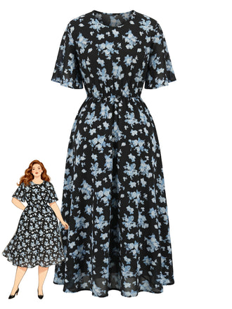 Blue 1960s Vintage Classic Dress