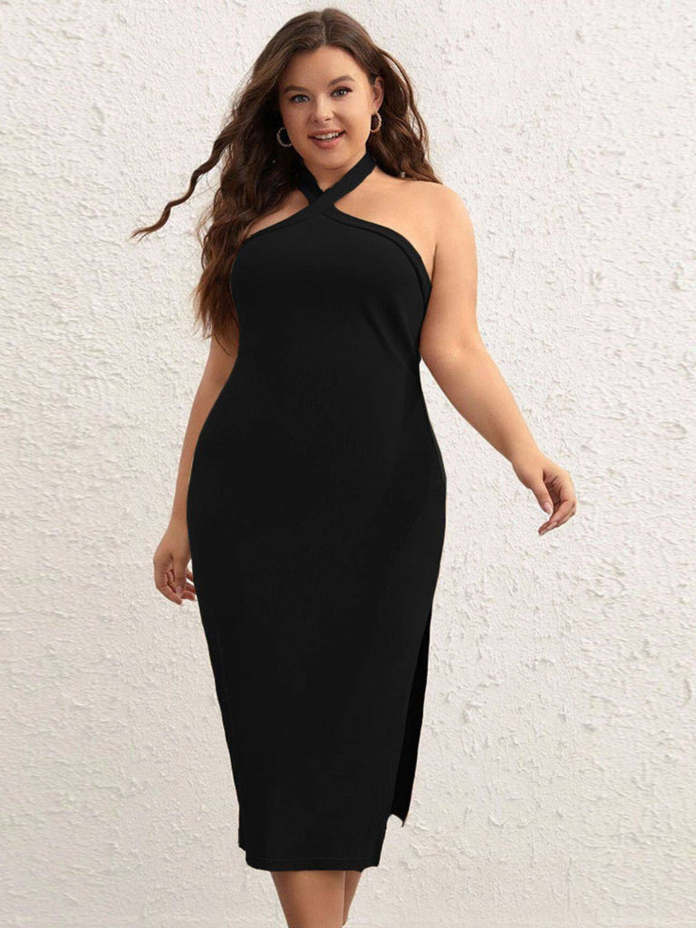 She slips into this Black 1960s Cross Halter Dress and suddenly it's a 1960s daydream
