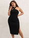 This Black 1960s Cross Halter Dress wraps her in 1960s elegance, one twirl at a time