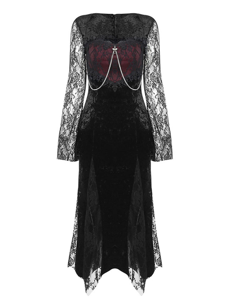 Black 1960s Halloween Slit Lace Dress, vintage dress, retro fashion, lace detail - perfect for women who love vintage and retro fashion