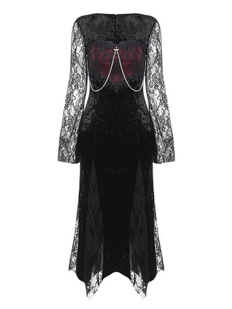 Black 1960s Halloween Slit Lace Dress, vintage dress, retro fashion, lace detail - perfect for women who love vintage and retro fashion