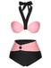 Black 1960s Halter Contrast Swimsuit: 1960s Riviera elegance, reimagined for her